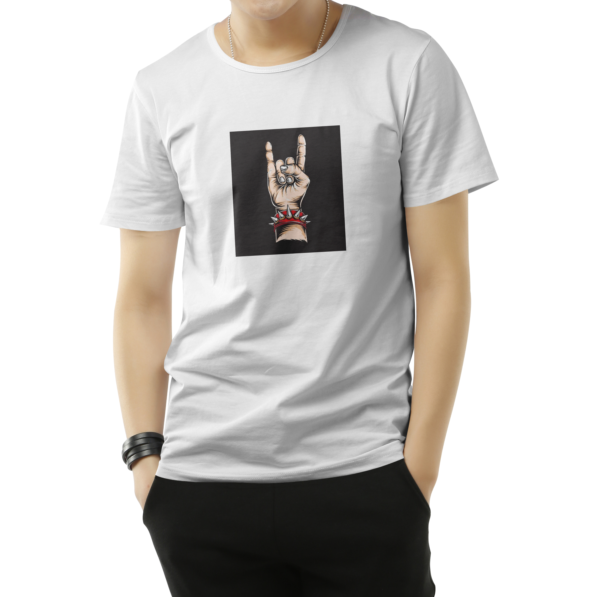 تیشرت طرح “Rock & Roll” – سفید